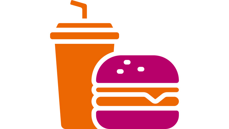 fastfood en drank in kartonnen verpakkingen